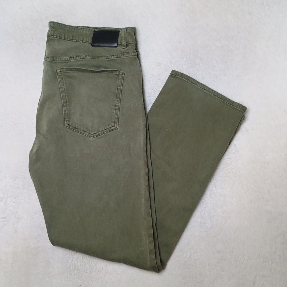 DL1961 Jeans Mens 38x32 Green Avery Relaxed Straight Stretch Denim 5-Pocket Work
